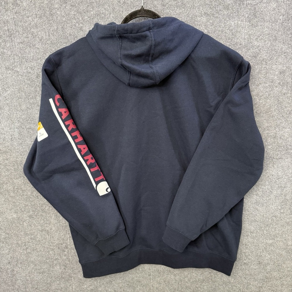 NWT Carhartt Mens XL Loose Fit Midweight Logo Sleeve Hoodie Navy - Picture 5 of 6